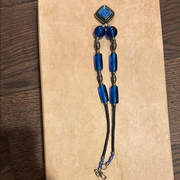 Blue Beaded semi-precious stone Necklace in Sterling Silver